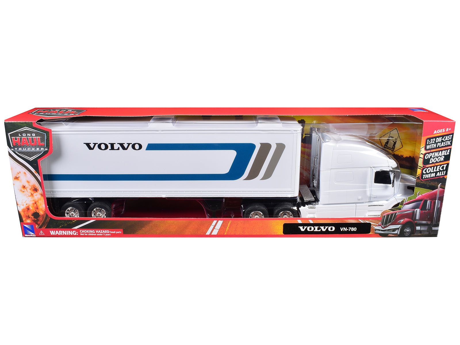 Volvo VN-780 Truck with Dry Van Trailer White "Long Haul Truckers" Series 1/32 Diecast Model by New Ray - image 3