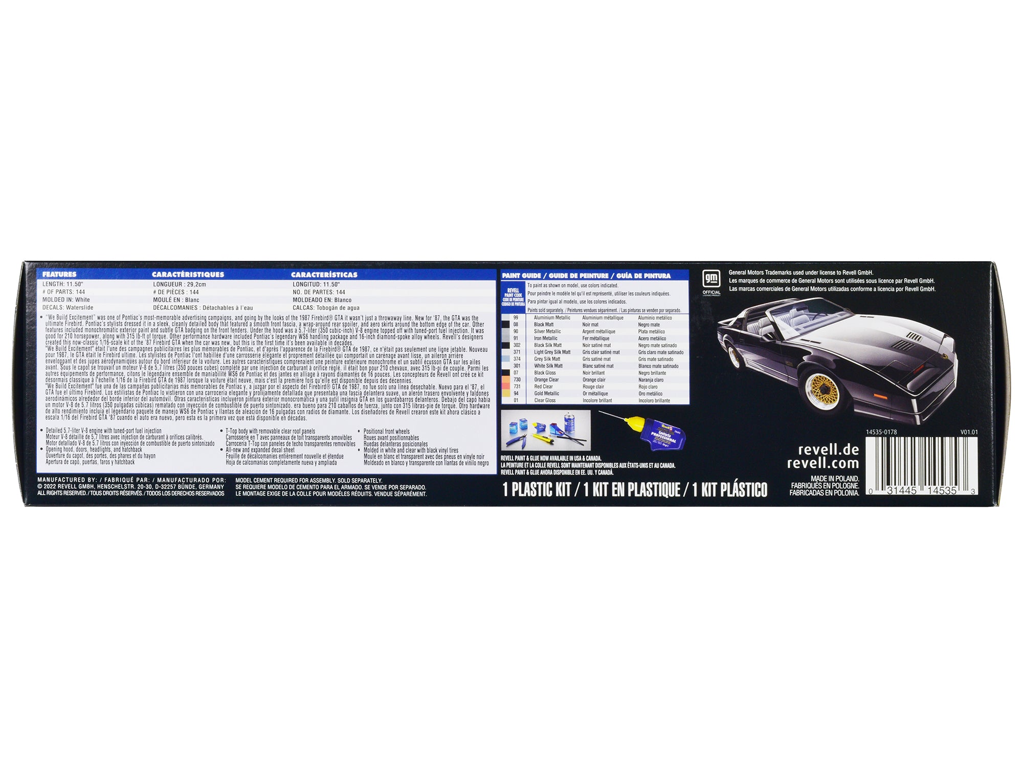 Level 5 Model Kit 1987 Pontiac Firebird GTA 1/16 Scale Model by Revell - image 2