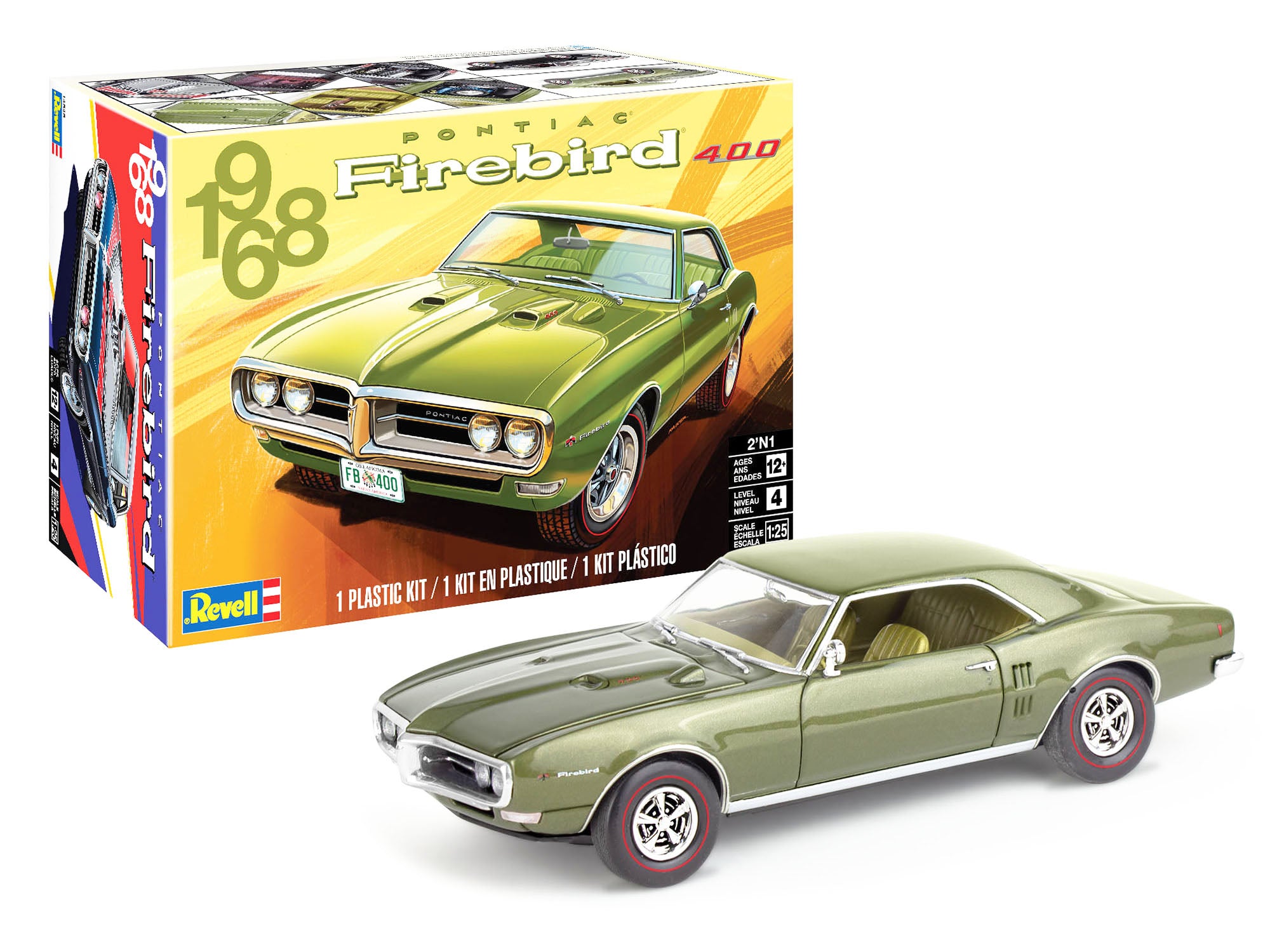 Level 4 Model Kit 1968 Pontiac Firebird 400 2-in-1 Kit 1/25 Scale Model by Revell - image 2