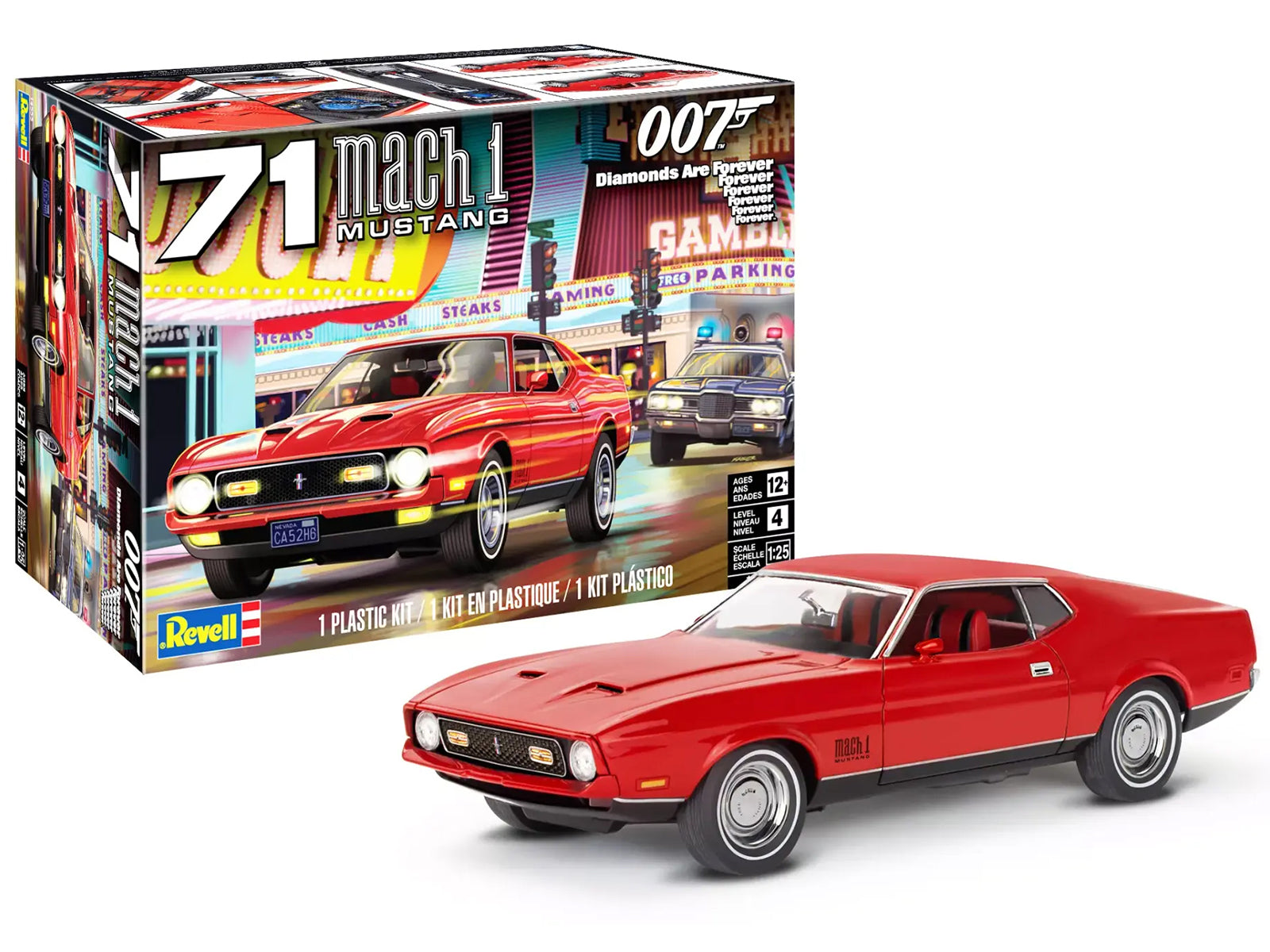 Level 4 Model Kit 1971 Ford Mustang Mach 1 James Bond 007 "Diamonds Are Forever" (1971) Movie 1/25 Scale Model by Revell - image 2
