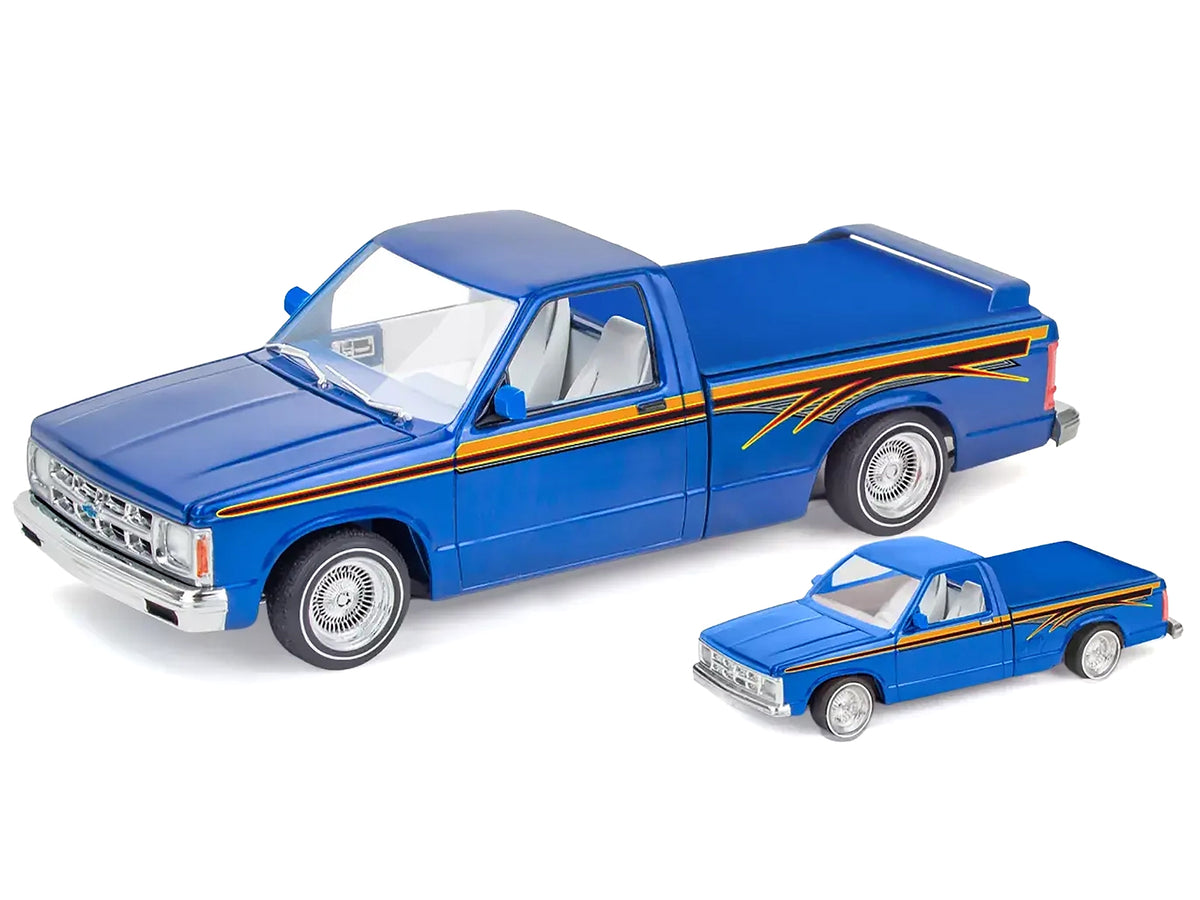 Level 4 Model Kit 1991 Chevrolet S-10 Lowrider Pickup Truck with 1/64 Diecast Version Included "Big + Little Series" 1/25 Scale Model by Revell - image 2
