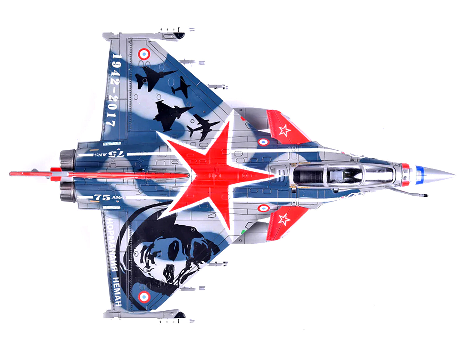 Dassault Rafale C Fighter Jet "Regiment de Chasse 2/30 Normandie-Niemen" 75th Anniversary Edition with Missile Accessories "Panzerkampf Wing" Series 1/72 Scale Model by Panzerkampf - image 4