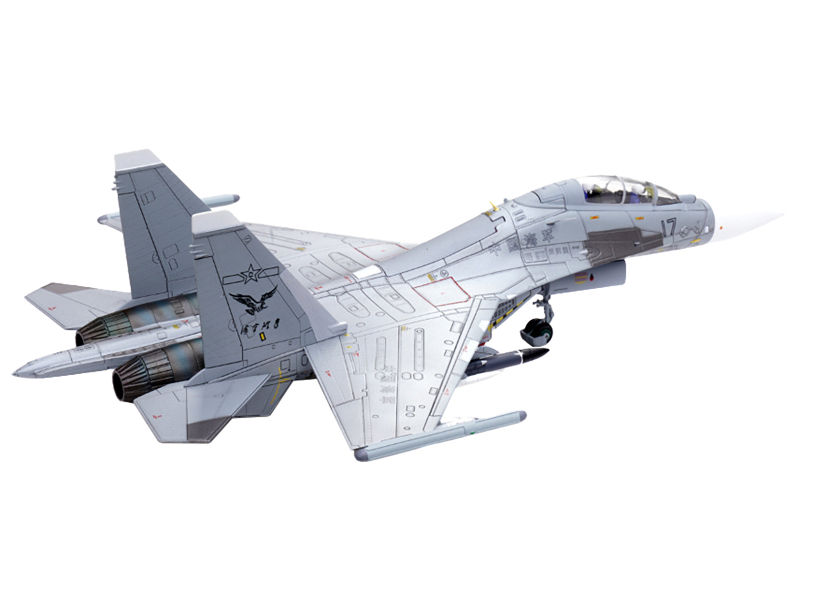 Sukhoi Su-30MKK Flanker-G Fighter Aircraft #17 "People's Liberation Army (PLA) Naval Aviation's Sea and Air Eagle Regiment" Chinese Air Force "Wing" Series 1/72 Diecast Model by Panzerkampf - image 5
