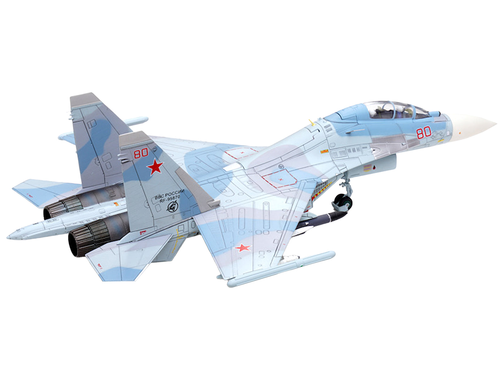 Sukhoi Su-30M2 Flanker-C Fighter Aircraft #80 "Russian Air Force" "Wing" Series 1/72 Diecast Model by Panzerkampf - image 4