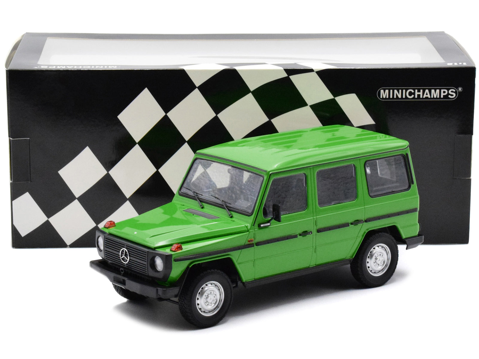 1980 Mercedes-Benz G-Model (LWB) Green with Black Stripes Limited Edition to 402 pieces Worldwide 1/18 Diecast Model Car by Minichamps - image 4
