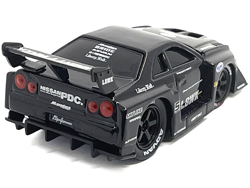 1999 Nissan Skyline GT-R (R34) #5 "Liberty Walk" Black 1/64 Diecast Model Car by Muscle Machines - image 2