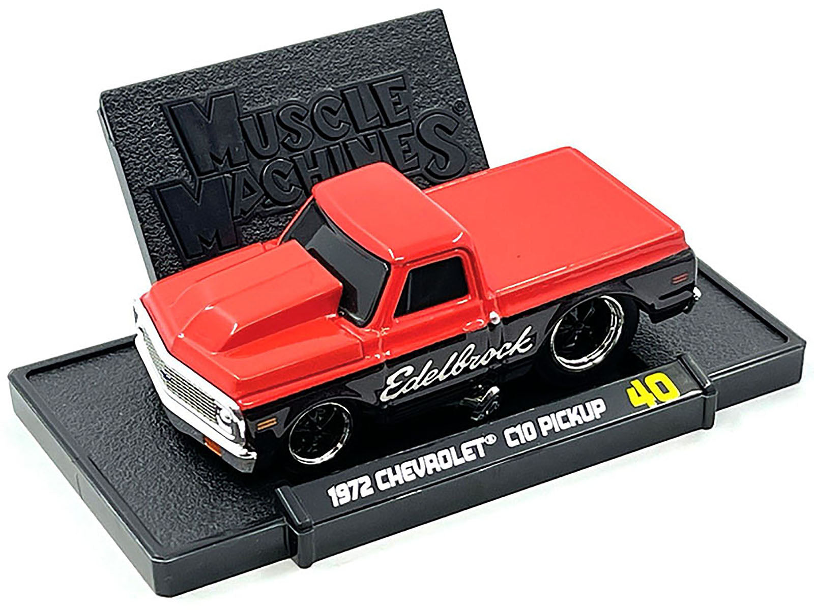 1972 Chevrolet C-10 Pickup Truck Red and Black "Edelbrock" 1/64 Diecast Model Car by Muscle Machines - image 3