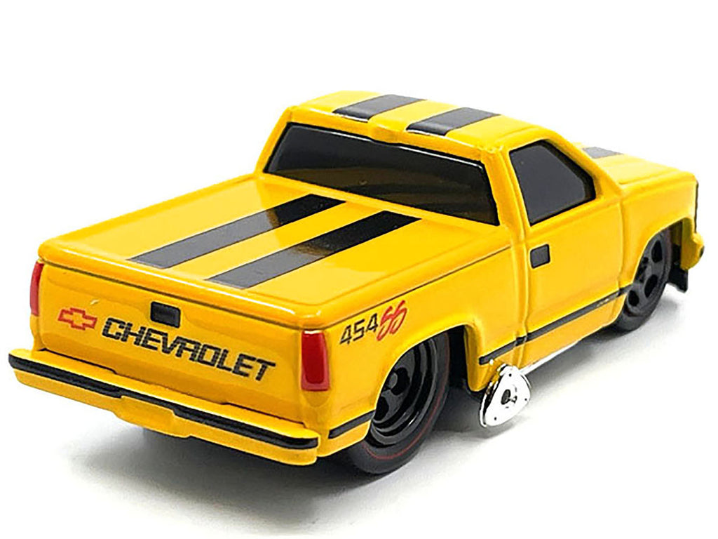 1993 Chevrolet 454 SS Pickup Truck Yellow with Black Stripes 1/64 Diecast Model Car by Muscle Machines - image 2