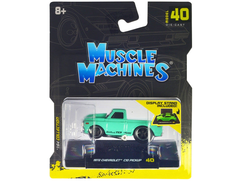 1972 Chevrolet C10 Pickup Truck Light Green 1/64 Diecast Model Car by Muscle Machines - image 3