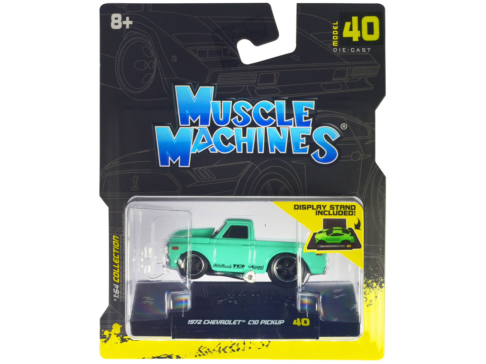 1972 Chevrolet C10 Pickup Truck Light Green 1/64 Diecast Model Car by Muscle Machines - image 3