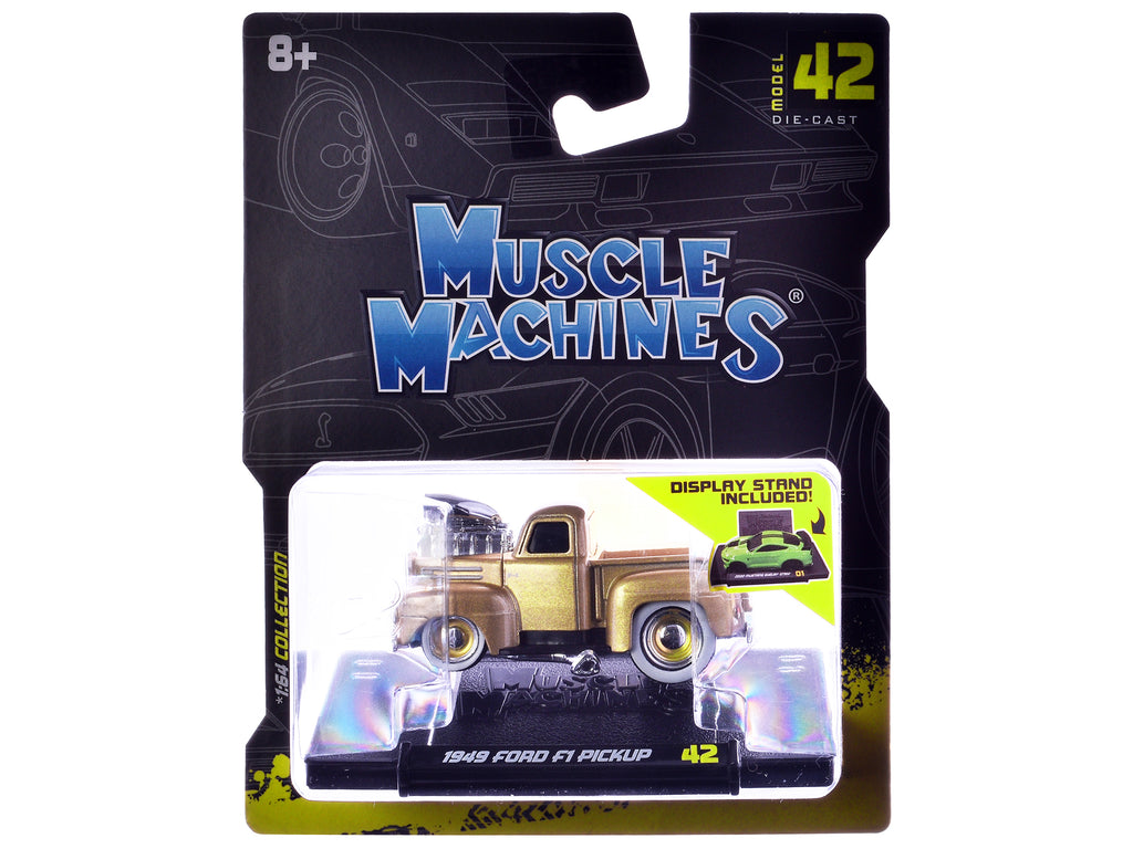 1949 Ford F1 Pickup Truck Gold Metallic 1/64 Diecast Model Car by Muscle Machines - image 3