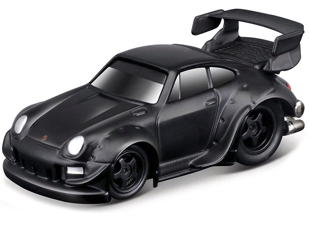 RWB 993 911 Matt Black 1/64 Diecast Model Car by Muscle Machines - image 2
