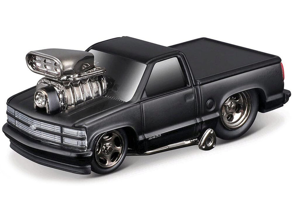 1993 Chevrolet 454 SS Pickup Truck Matt Black "Blackout Edition" 1/64 Diecast Model by Muscle Machines - image 2