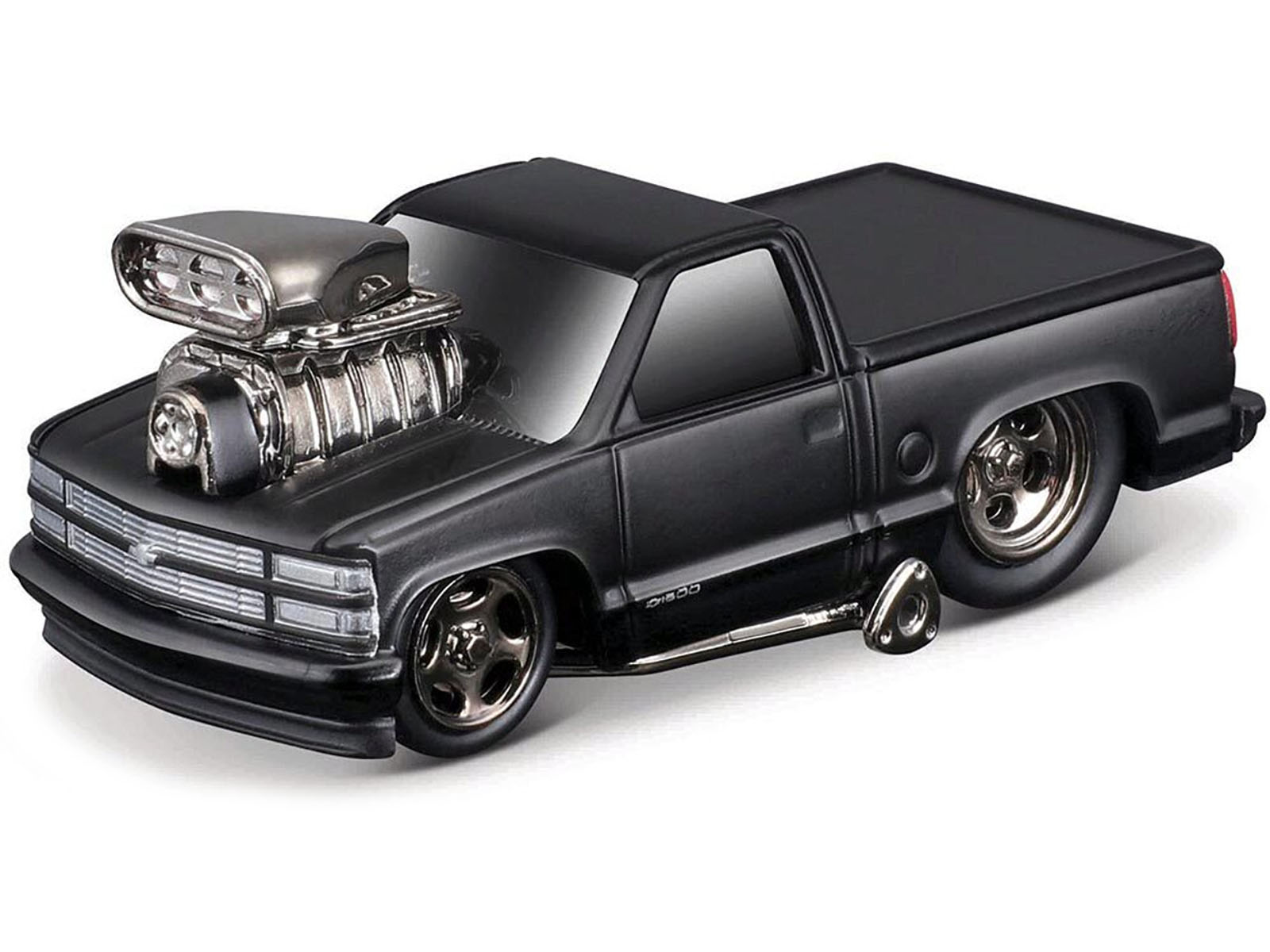 1993 Chevrolet 454 SS Pickup Truck Matt Black "Blackout Edition" 1/64 Diecast Model by Muscle Machines - image 2
