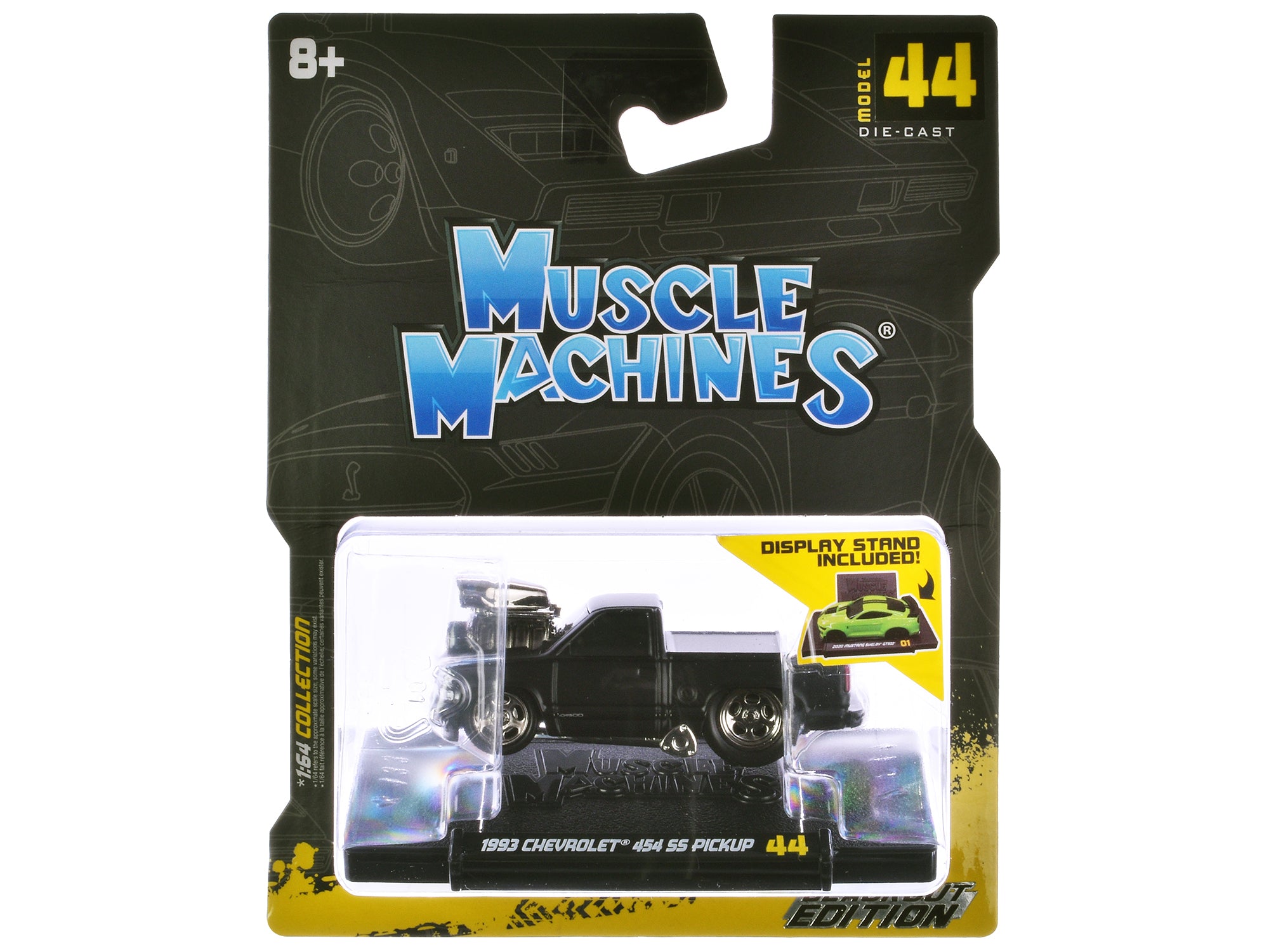 1993 Chevrolet 454 SS Pickup Truck Matt Black "Blackout Edition" 1/64 Diecast Model by Muscle Machines - image 3