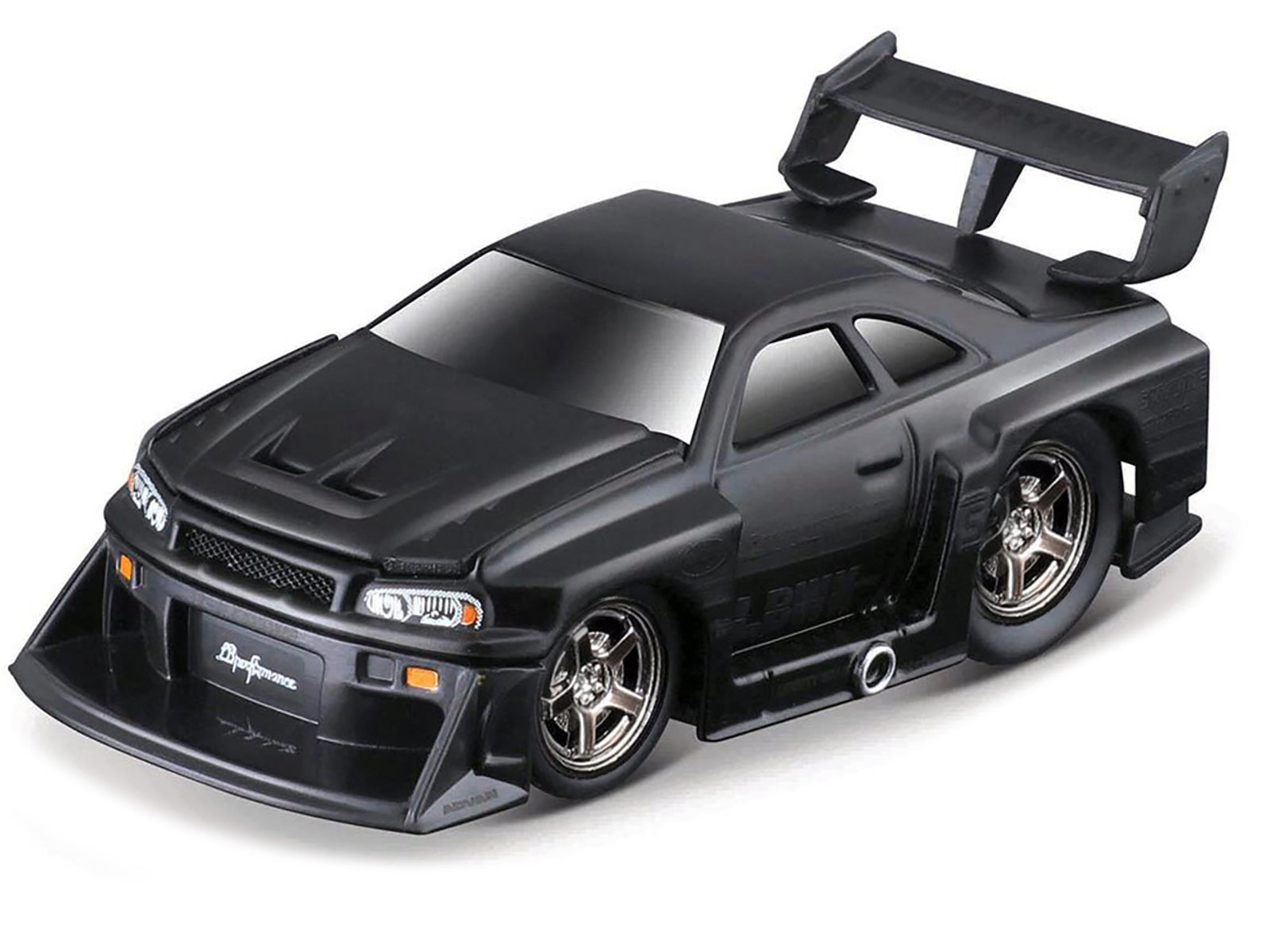 1999 Nissan Skyline GT-R (R34) #5 "Liberty Walk" Matt Black 1/64 Diecast Model Car by Muscle Machines - image 2