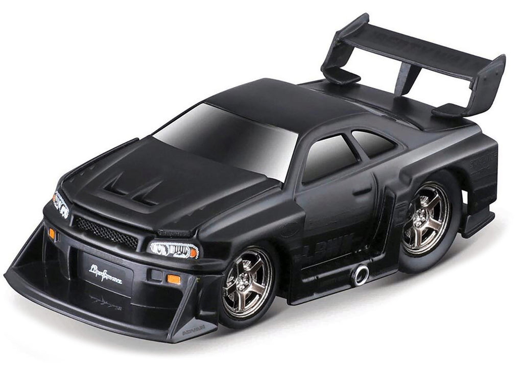 1999 Nissan Skyline GT-R (R34) #5 "Liberty Walk" Matt Black 1/64 Diecast Model Car by Muscle Machines - image 2