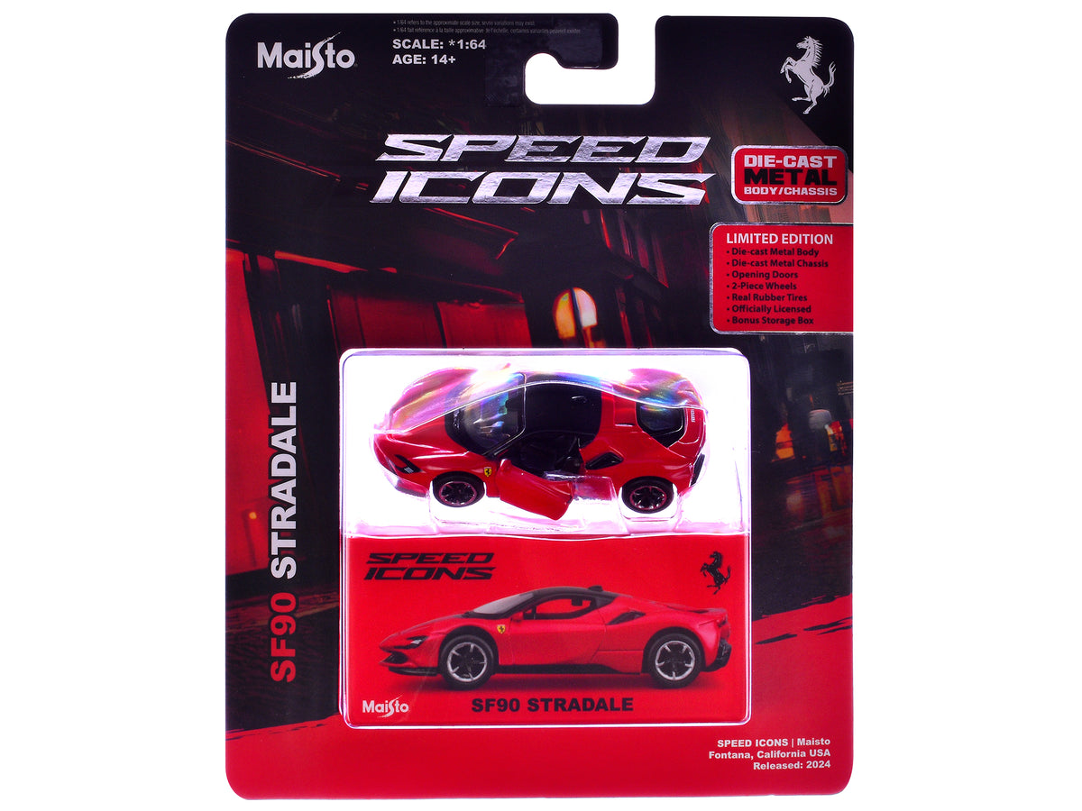 Ferrari SF90 Stradale Red with Black Top "Speed Icons" Series 1/64 Diecast Model Car by Maisto - image 3