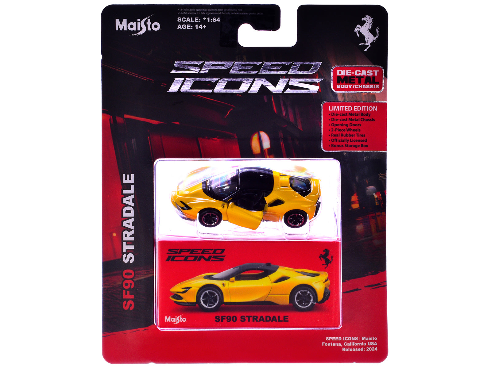 Ferrari SF90 Stradale Yellow with Black Top "Speed Icons" Series 1/64 Diecast Model Car by Maisto - image 3