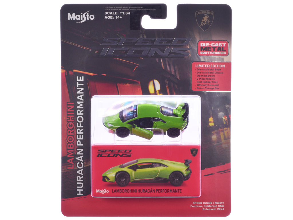 Lamborghini Huracan Performante Green "Speed Icons" Series 1/64 Diecast Model Car by Maisto - image 3