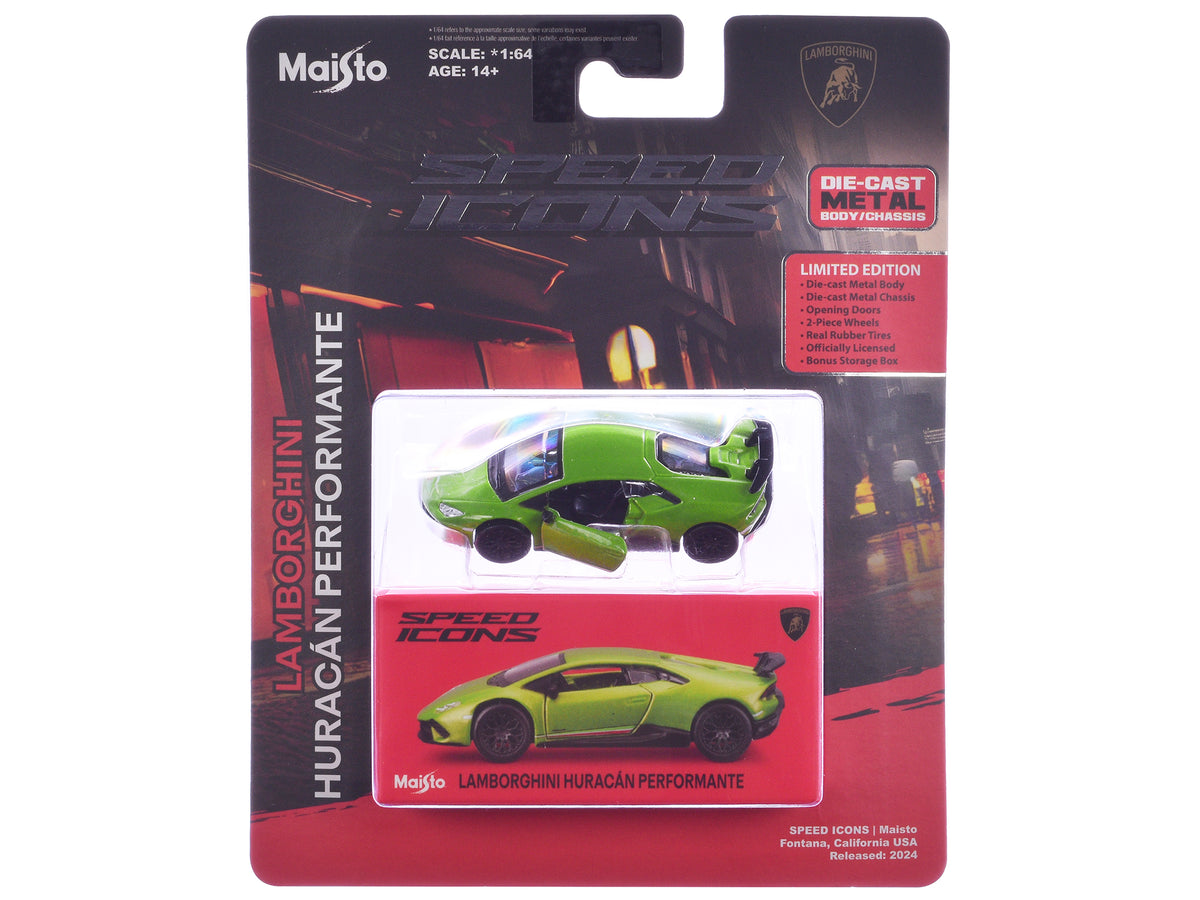 Lamborghini Huracan Performante Green "Speed Icons" Series 1/64 Diecast Model Car by Maisto - image 3