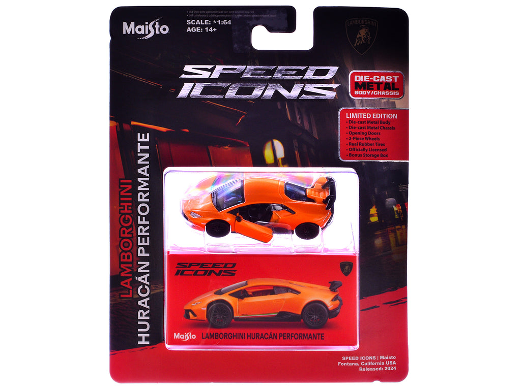 Lamborghini Huracan Performante Orange "Speed Icons" Series 1/64 Diecast Model Car by Maisto - image 3