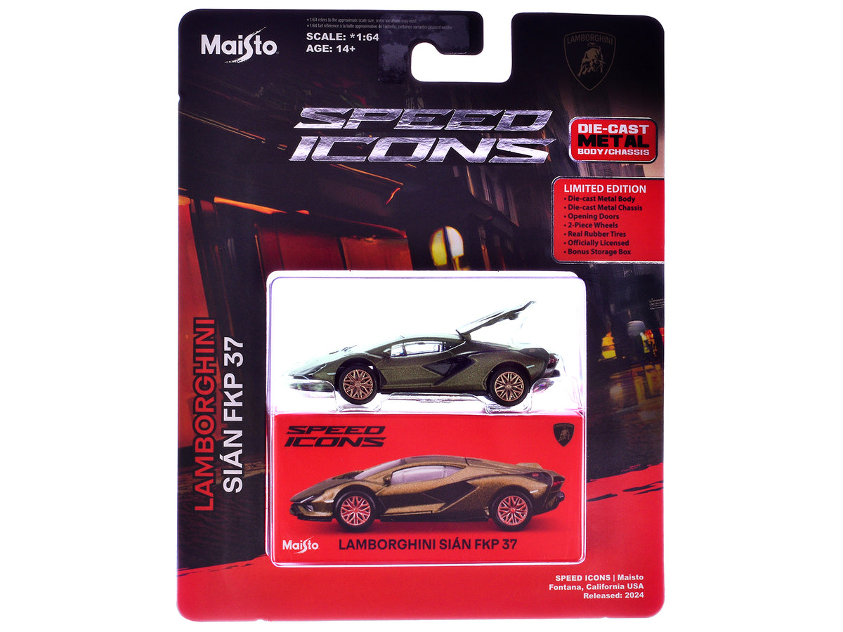 Lamborghini Sian FKP 37 Green Metallic "Speed Icons" Series 1/64 Diecast Model Car by Maisto - image 3