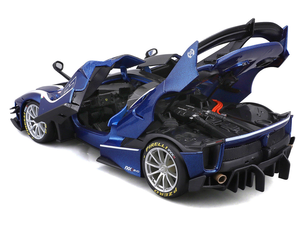 Ferrari FXX-K Evo #27 Blue Metallic with White Accents and Gray Metallic Top "Race + Play" Series 1/18 Diecast Model Car by Bburago - image 4