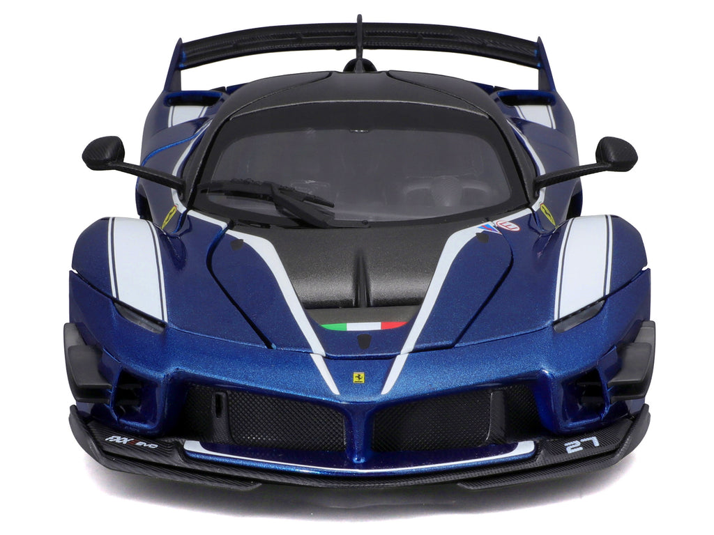 Ferrari FXX-K Evo #27 Blue Metallic with White Accents and Gray Metallic Top "Race + Play" Series 1/18 Diecast Model Car by Bburago - image 5