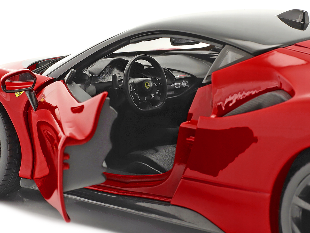 Ferrari SF90 Stradale Red with Black Top "Race + Play" Series 1/18 Diecast Model Car by Bburago - image 2