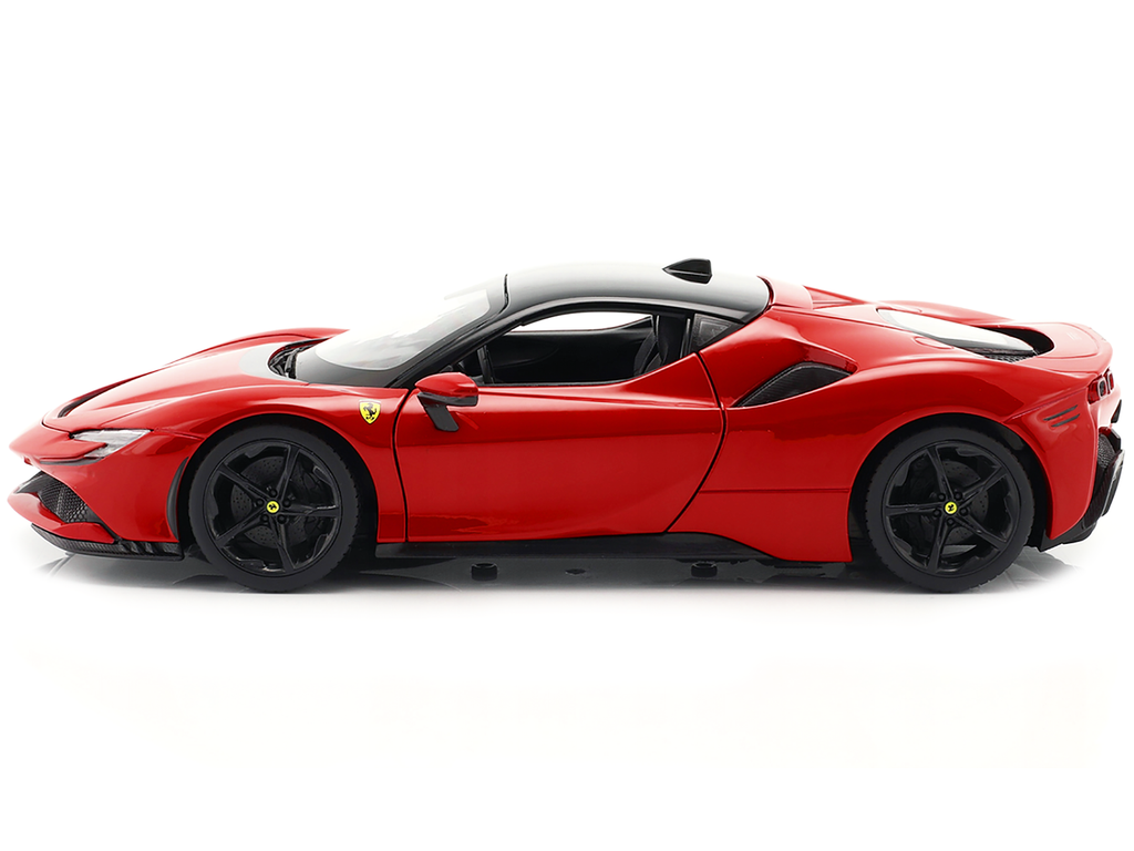 Ferrari SF90 Stradale Red with Black Top "Race + Play" Series 1/18 Diecast Model Car by Bburago - image 4