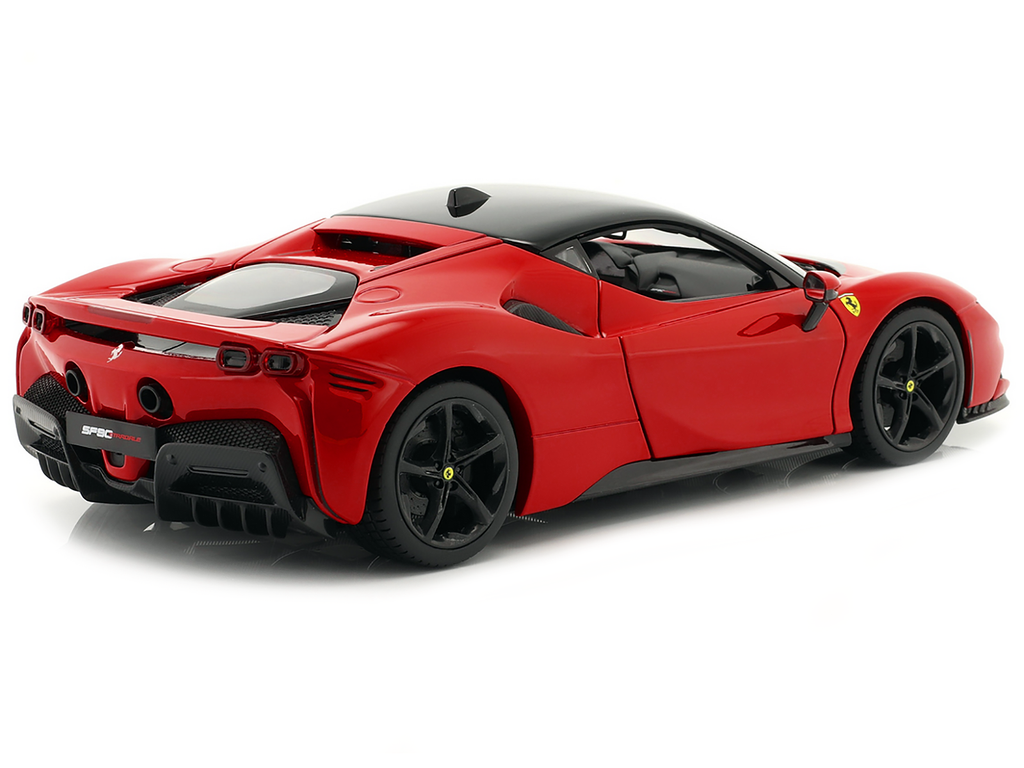 Ferrari SF90 Stradale Red with Black Top "Race + Play" Series 1/18 Diecast Model Car by Bburago - image 5