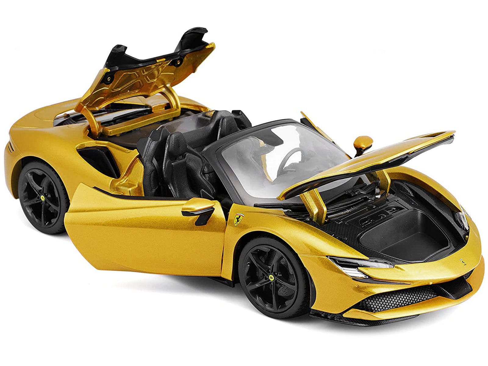 Ferrari SF90 Spider Gold Metallic "Race + Play" Series 1/18 Diecast Model Car by Bburago - image 2