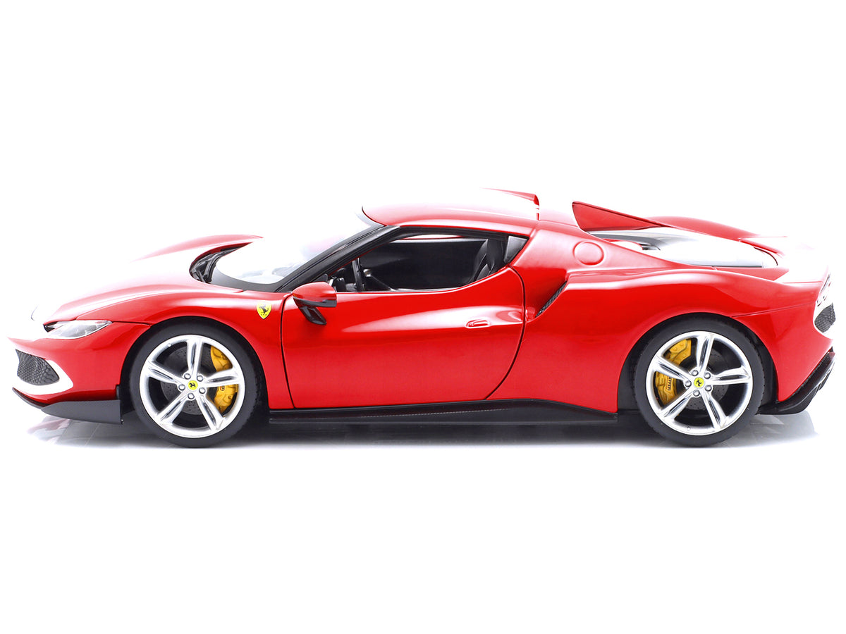 Ferrari 296 GTB Assetto Fiorano Red with White Stripes "Race + Play" Series 1/18 Diecast Model Car by Bburago - image 3