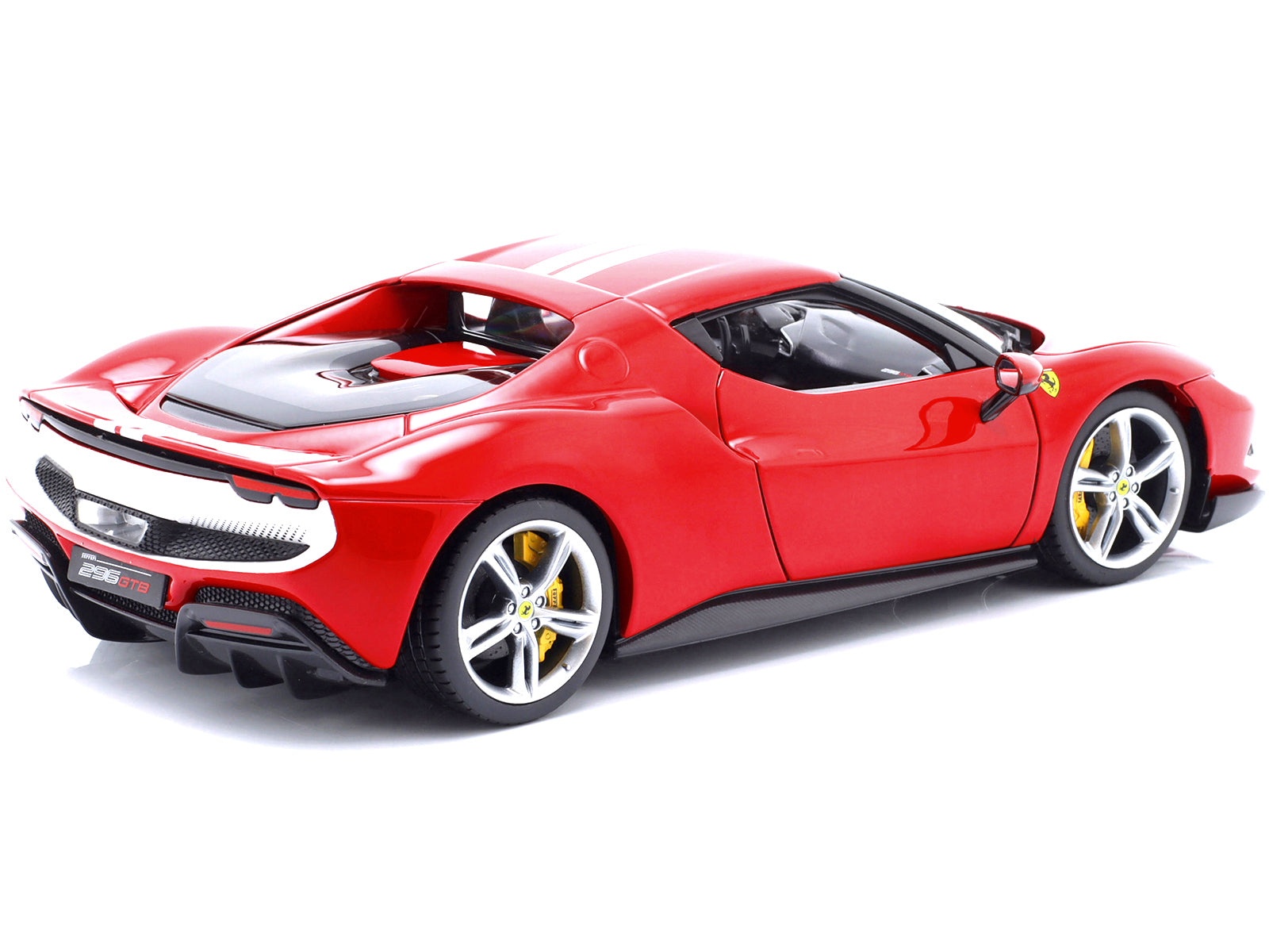 Ferrari 296 GTB Assetto Fiorano Red with White Stripes "Race + Play" Series 1/18 Diecast Model Car by Bburago - image 4