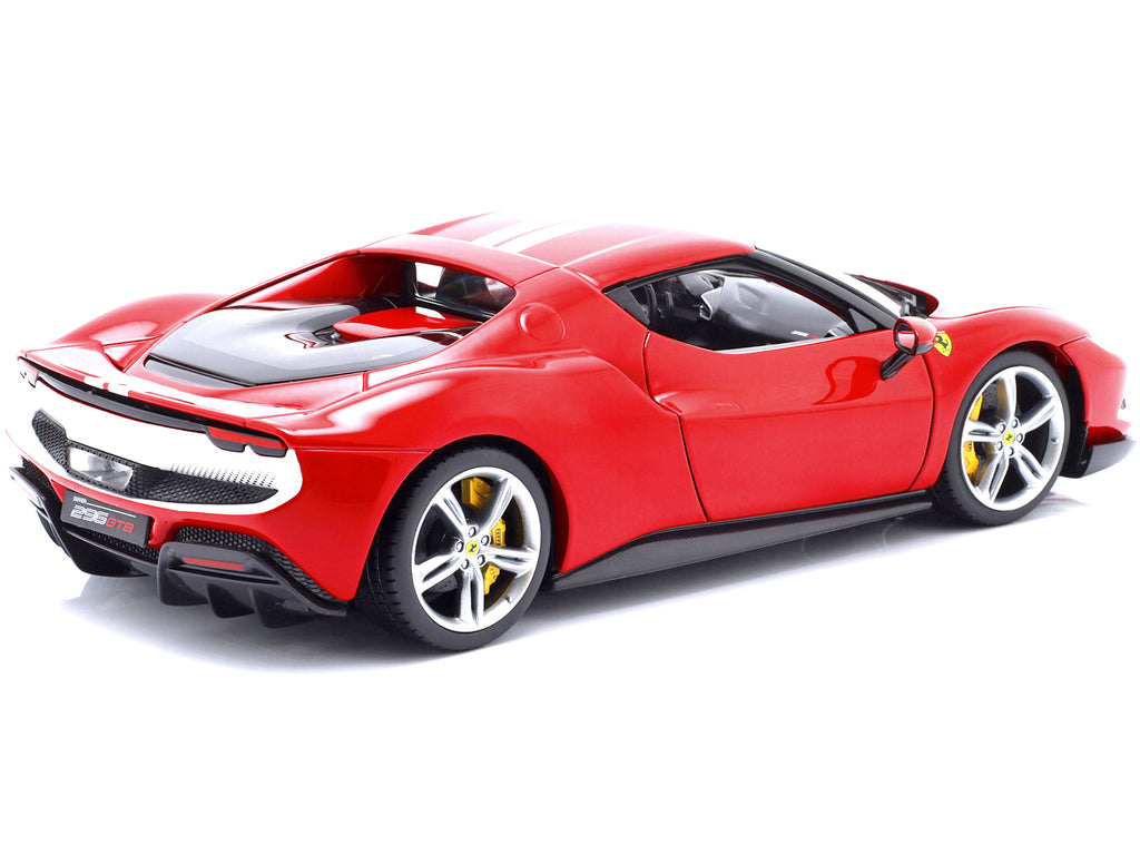 Ferrari 296 GTB Assetto Fiorano Red with White Stripes "Race + Play" Series 1/18 Diecast Model Car by Bburago - image 4