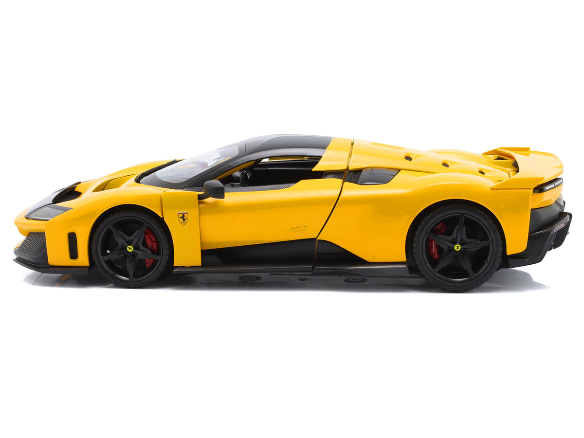 Ferrari F80 Yellow with Black Top "Race + Play" Series 1/18 Diecast Model Car by Bburago - image 4