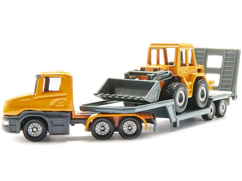 Truck with Low Loader Trailer and Front Loader Yellow Diecast Model by Siku - image 3