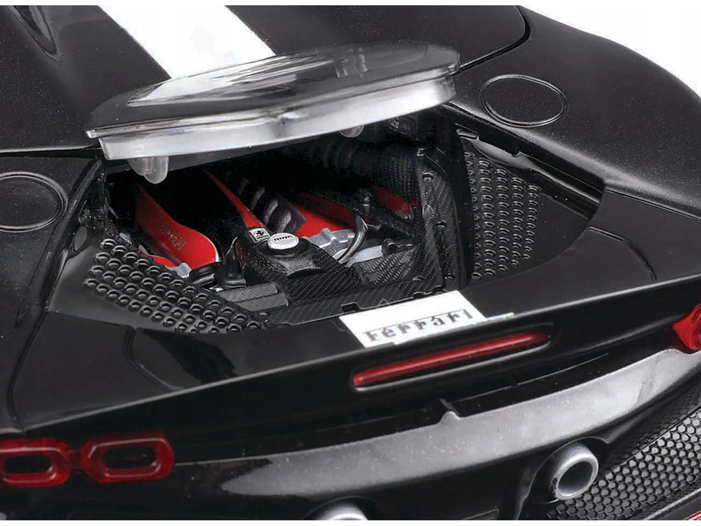 Ferrari SF90 Spider Assetto Fiorano Black Metallic with White Stripes "Signature Series" 1/18 Diecast Model Car by Bburago - image 3