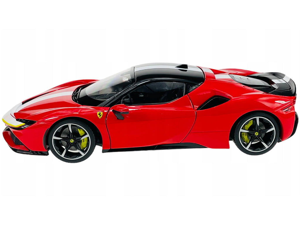 Ferrari SF90 Stradale Assetto Fiorano Red with White Stripes "Signature Series" 1/18 Diecast Model Car by Bburago - image 3