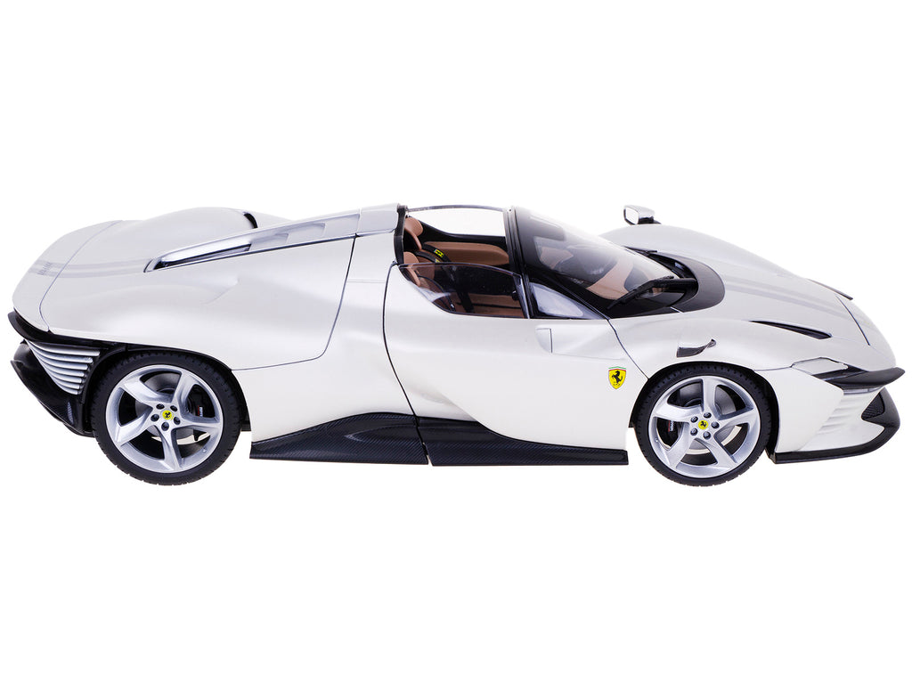 Ferrari Daytona SP3 White Metallic with Silver Stripes "Signature Series" 1/18 Diecast Model Car by Bburago - image 3
