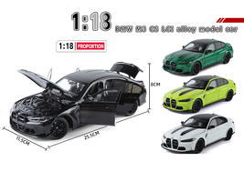 BMW M3 CS LCI White Metallic with Matt Black Top and Hood Stripes 1/18 Diecast Model Car by Heimanba - image 2