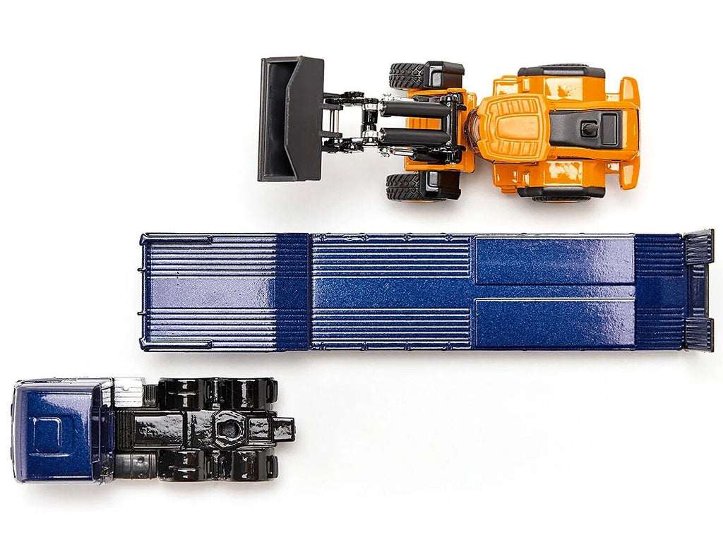 MAN Truck Blue Metallic with Low Loader Trailer and JCB 457 Wheel Loader Yellow 1/87 (HO) Diecast Model by Siku - image 5