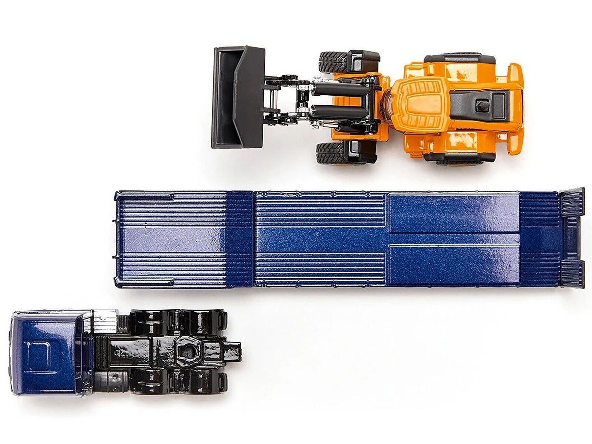 MAN Truck Blue Metallic with Low Loader Trailer and JCB 457 Wheel Loader Yellow 1/87 (HO) Diecast Model by Siku - image 5