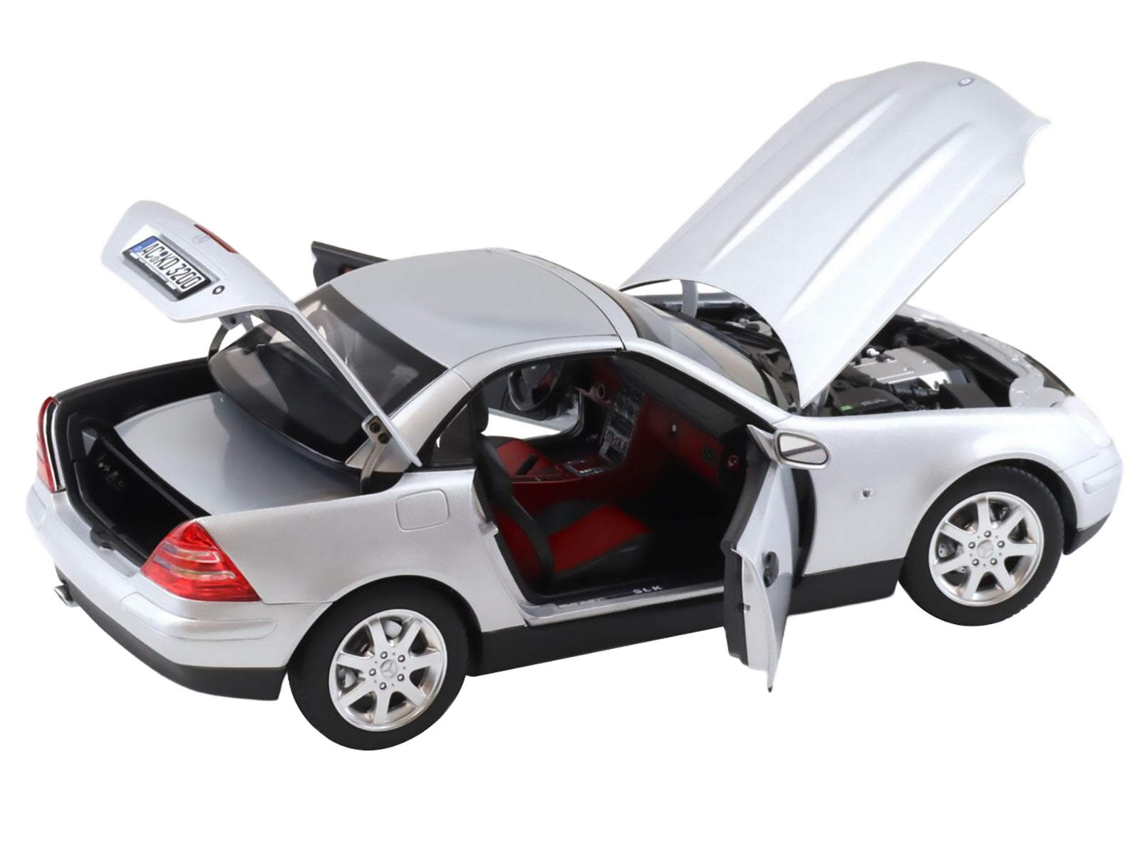 1996 Mercedes-Benz SLK Convertible Brilliant Silver Metallic 1/18 Diecast Model Car by Norev - image 2