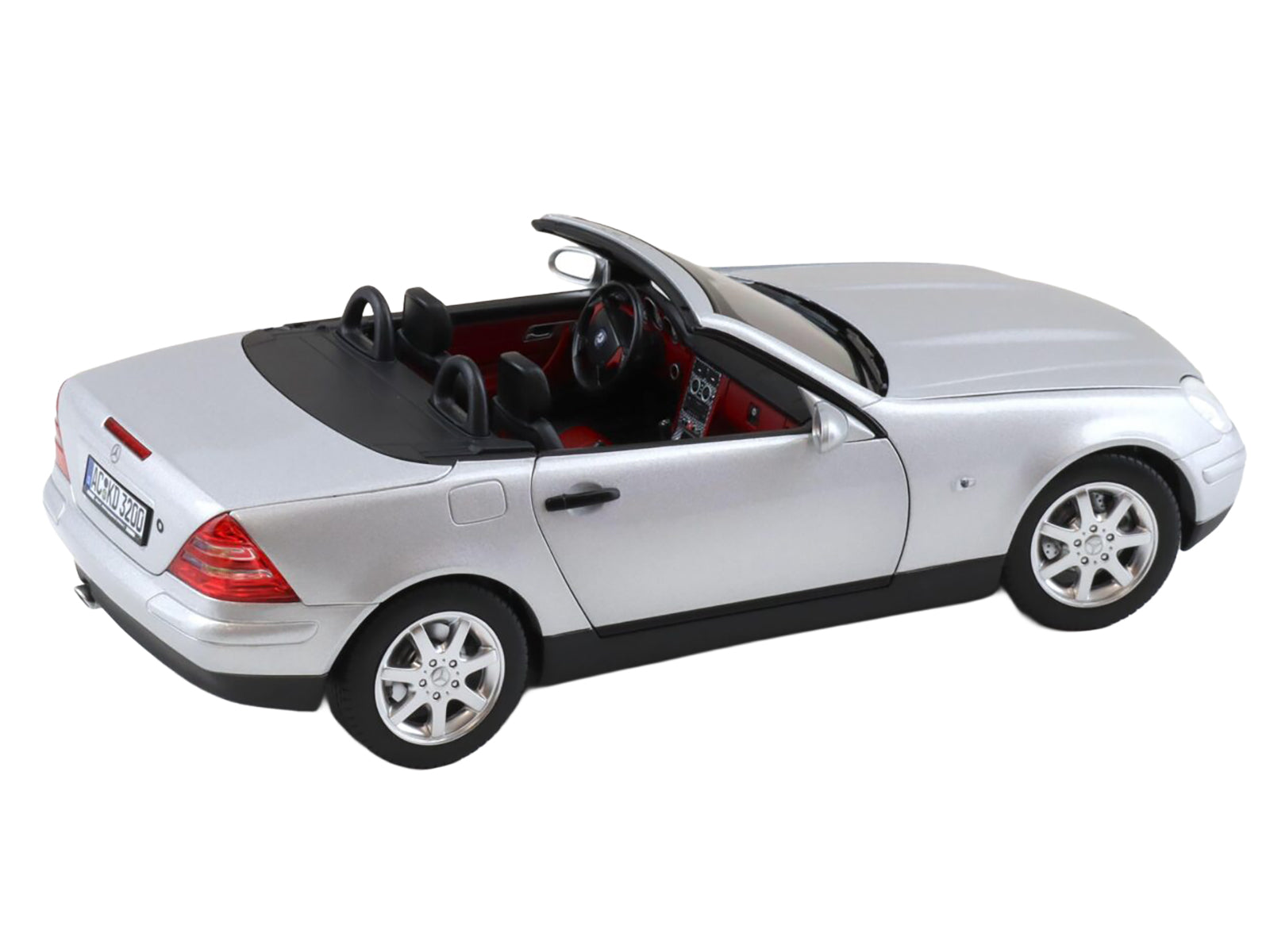 1996 Mercedes-Benz SLK Convertible Brilliant Silver Metallic 1/18 Diecast Model Car by Norev - image 5