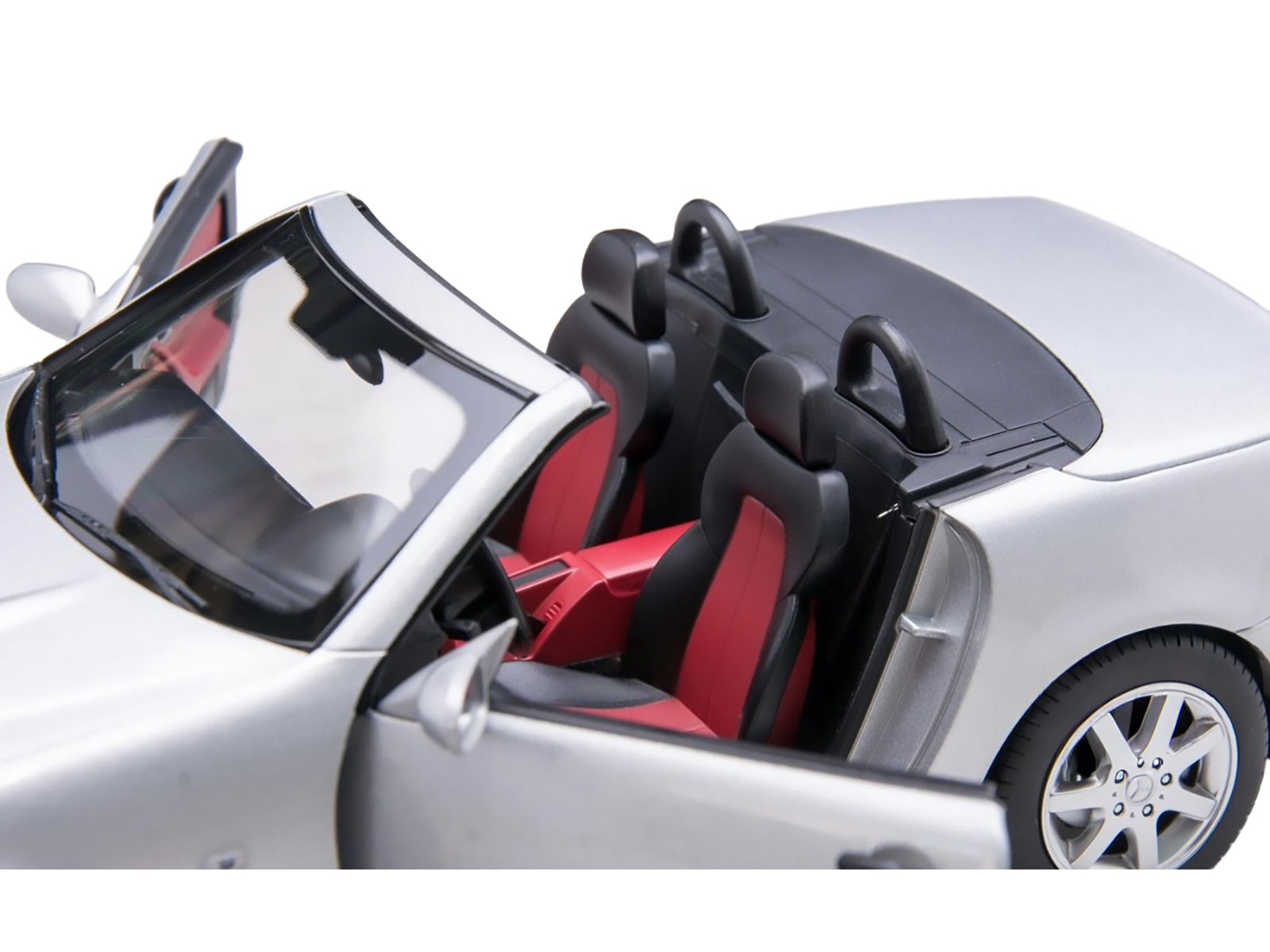 1996 Mercedes-Benz SLK Convertible Brilliant Silver Metallic 1/18 Diecast Model Car by Norev - image 3