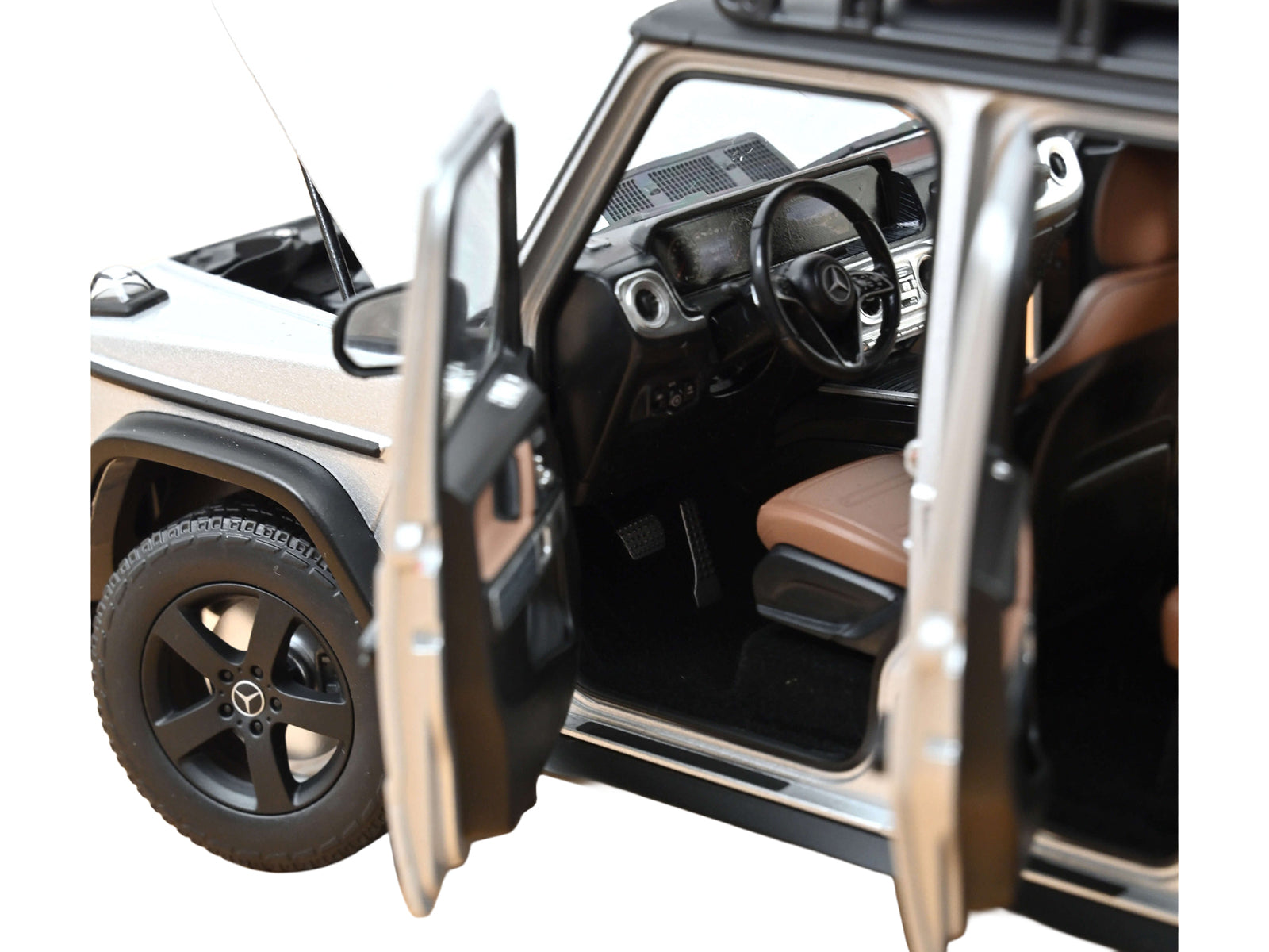 2024 Mercedes-Benz G-Class Professional Iridium Silver Metallic with Black Top and Roof Rack 1/18 Diecast Model Car by Norev