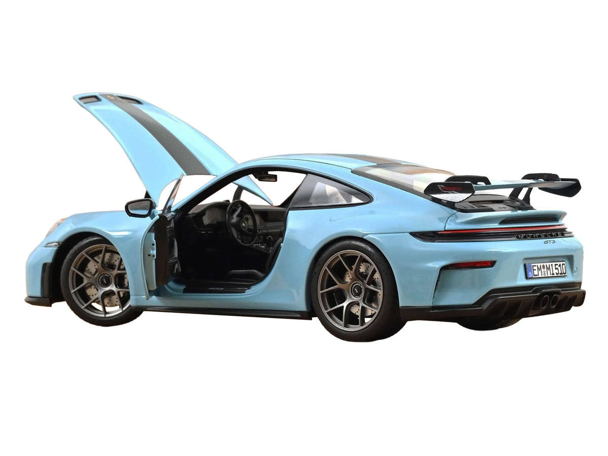 2025 Porsche 911 GT3 with Weissach Pack Gulf Blue with Carbon Stripe 1/18 Diecast Model Car by Norev - image 3