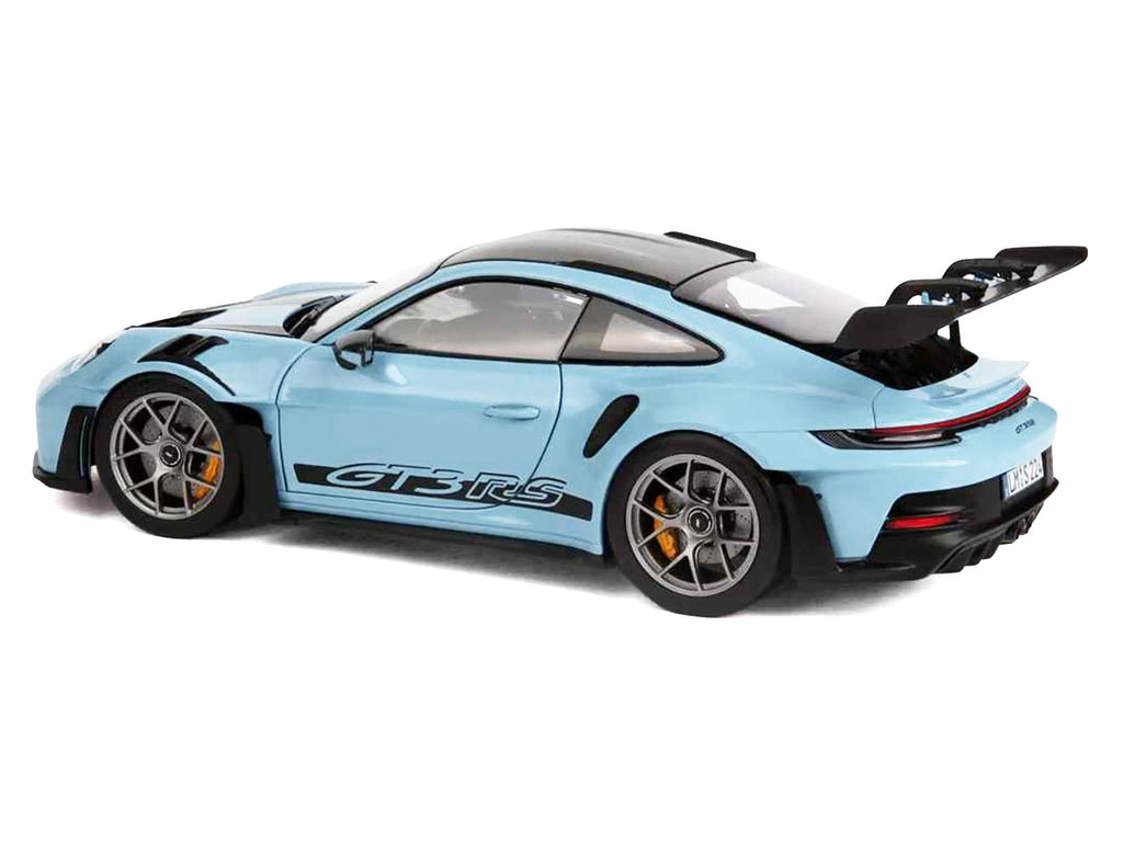2022 Porsche 911 GT3 RS Weissach Pack Gulf Blue with Carbon Top and Hood Stripes 1/18 Diecast Model Car by Norev
